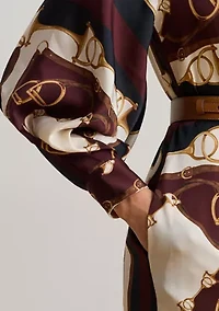 Women's Equestrian-Print Twill Midi Shirtdress