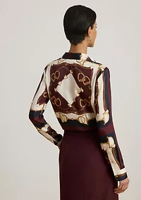 Women's Classic Fit Equestrian-Print Twill Shirt