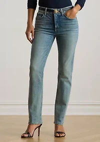 High-Rise Straight Ankle Jeans
