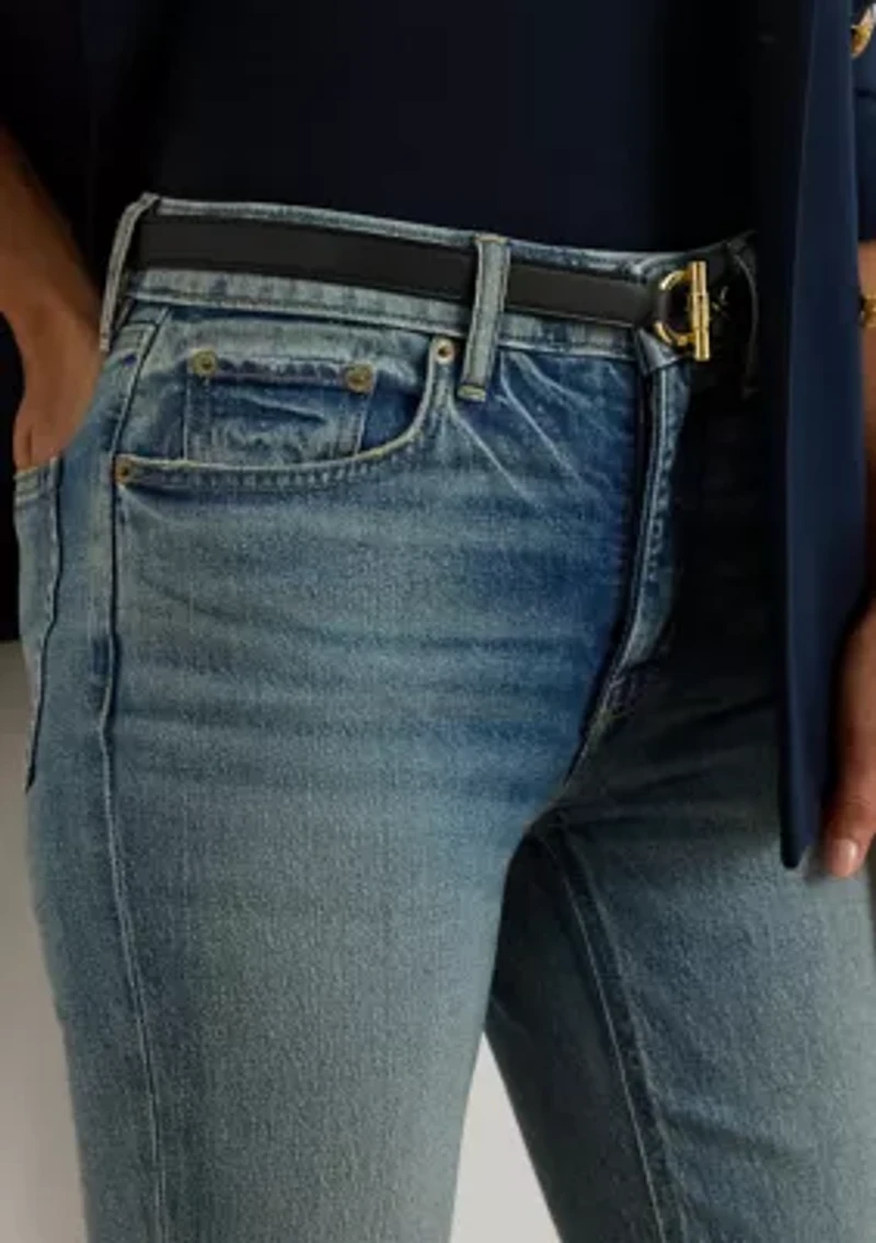 High-Rise Straight Ankle Jeans