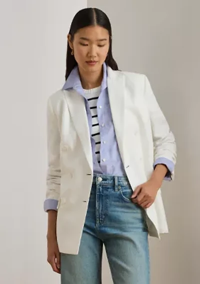 Double-Breasted Linen-Blend Twill Blazer