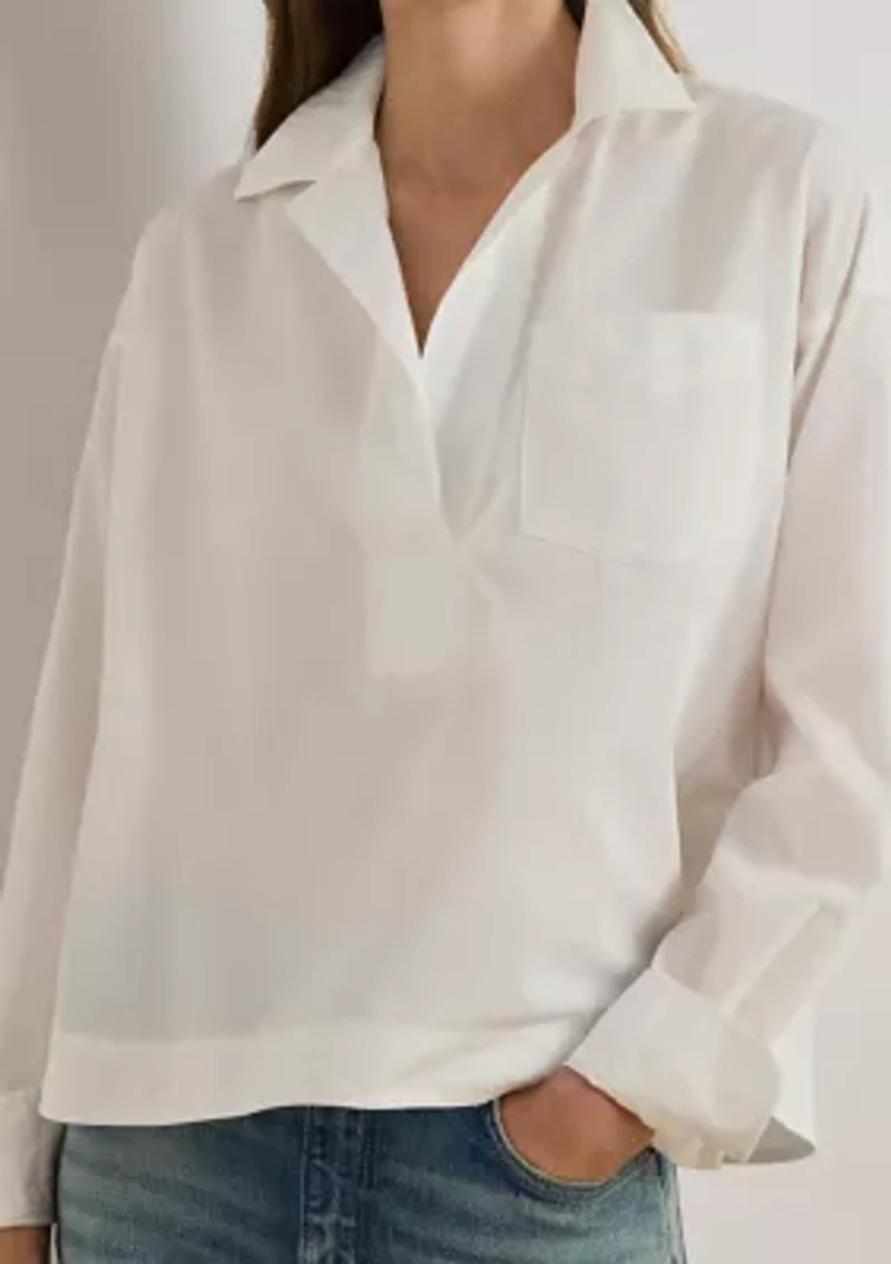 Cotton Broadcloth Cropped Shirt
