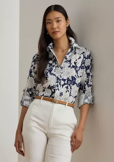 Relaxed Fit Floral Linen Shirt