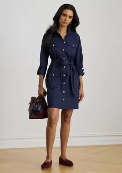 Roll-Tab-Sleeve Shirtdress