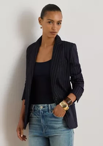 Women's Striped Wool-Blend Twill Blazer