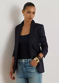 Women's Striped Wool-Blend Twill Blazer