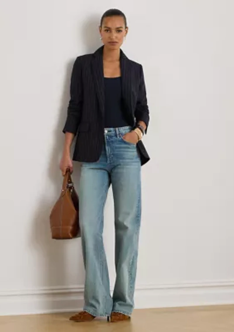 Women's Striped Wool-Blend Twill Blazer