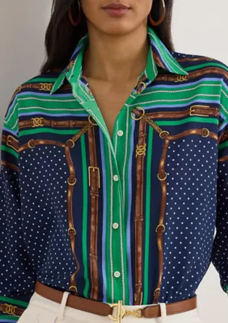 Relaxed Fit Belting & Polka-Dot Shirt