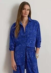 Relaxed Fit Paisley Crepe Shirt