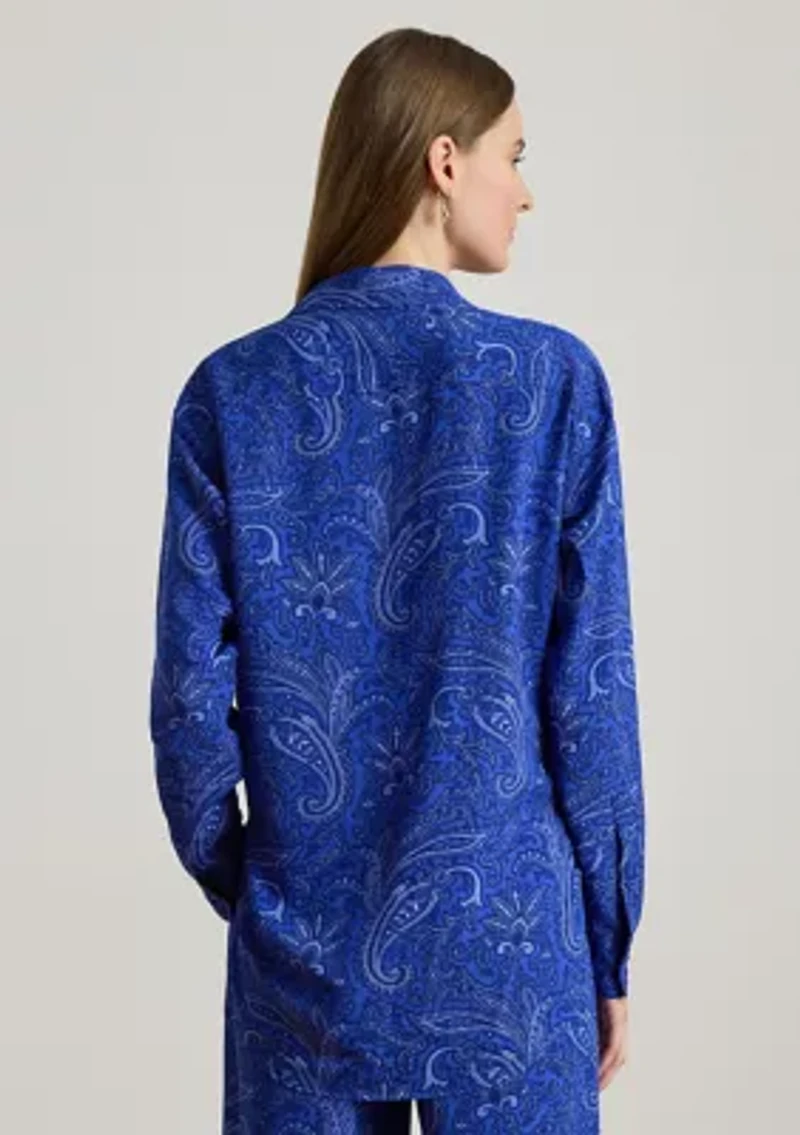 Relaxed Fit Paisley Crepe Shirt