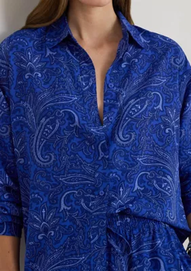 Relaxed Fit Paisley Crepe Shirt