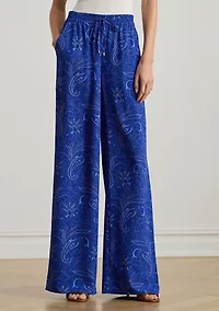 Women's Paisley Crepe Wide-Leg Pants