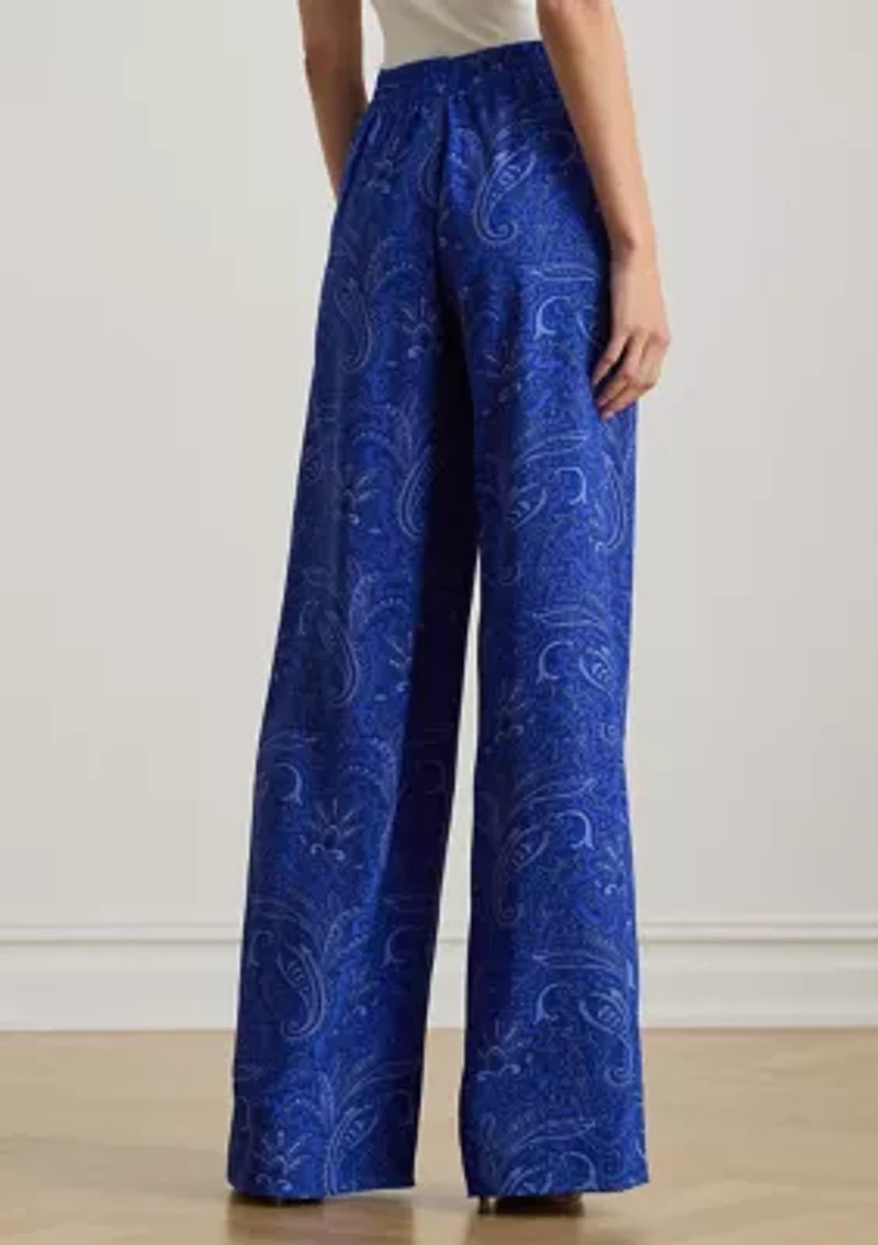 Women's Paisley Crepe Wide-Leg Pants