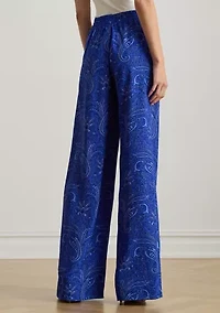 Women's Paisley Crepe Wide-Leg Pants