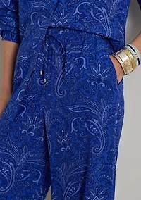 Women's Paisley Crepe Wide-Leg Pants