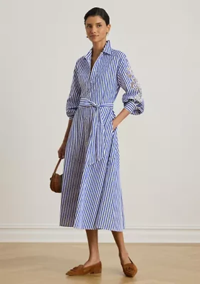 Striped Eyelet Broadcloth Shirtdress