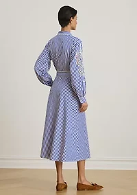 Striped Eyelet Broadcloth Shirtdress