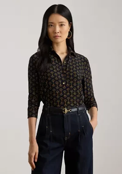 Women's Slim Fit Geo-Print Stretch Jersey Shirt