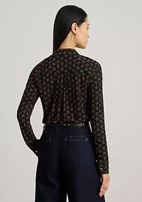 Women's Slim Fit Geo-Print Stretch Jersey Shirt