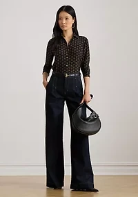 Women's Slim Fit Geo-Print Stretch Jersey Shirt