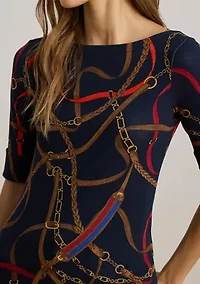 Women's Belting-Print Cotton Boatneck T-Shirt