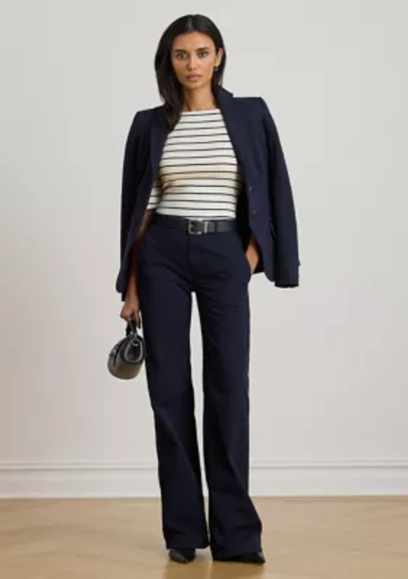 Women's Striped Stretch Cotton Boat Neck T-Shirt