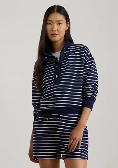 Striped French Terry Mock neck Sweatshirt