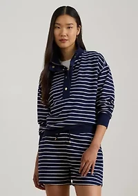 Striped French Terry Mock neck Sweatshirt
