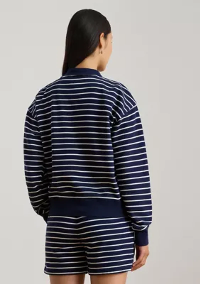 Striped French Terry Mock neck Sweatshirt