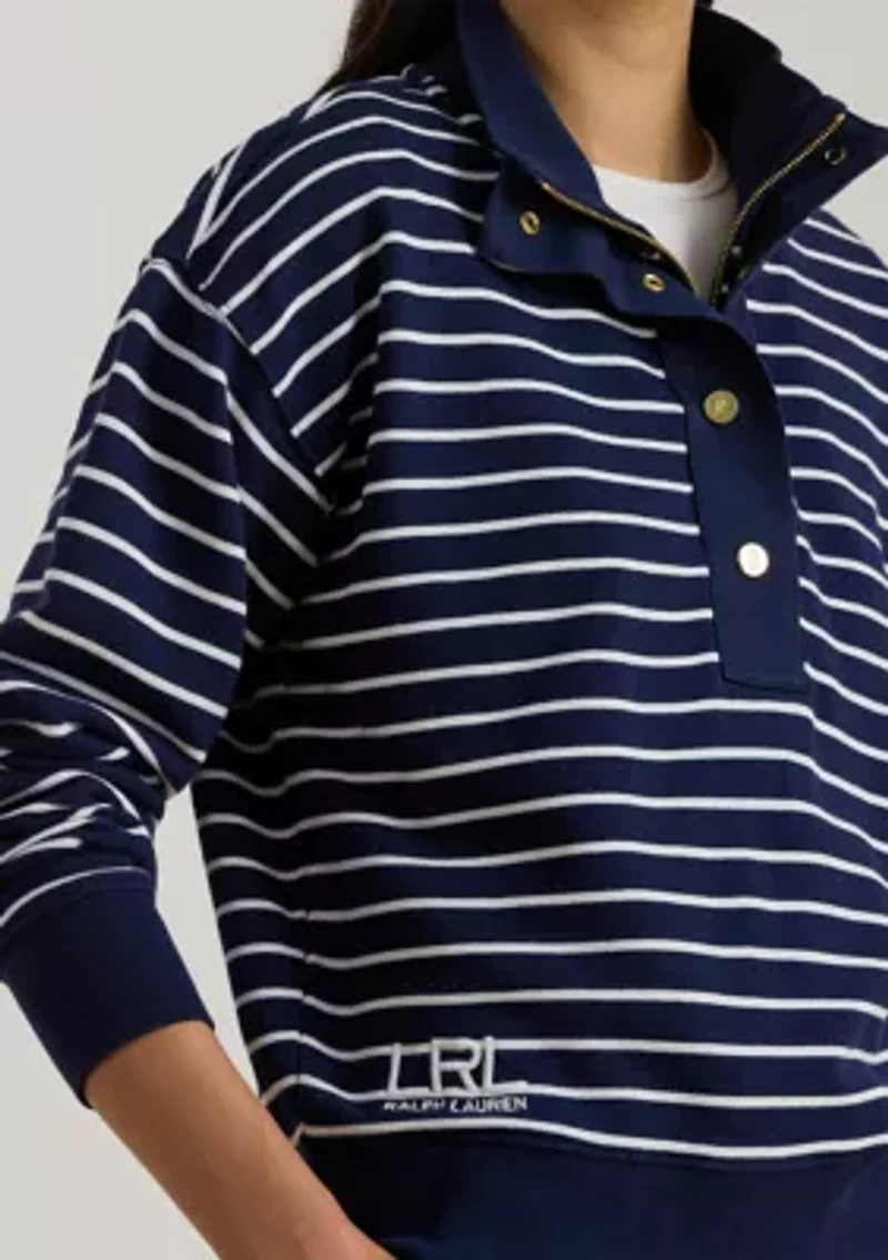 Striped French Terry Mock neck Sweatshirt