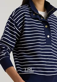 Striped French Terry Mock neck Sweatshirt