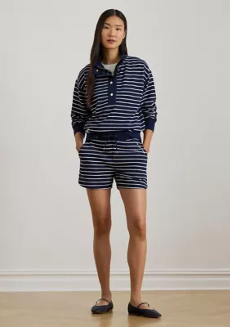 Striped French Terry Mock neck Sweatshirt