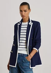 Women's Two-Tone Double-Breasted Piqué Blazer
