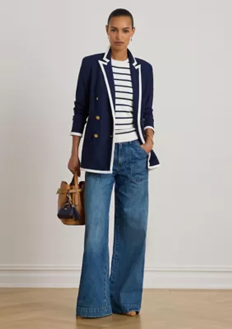 Women's Two-Tone Double-Breasted Piqué Blazer