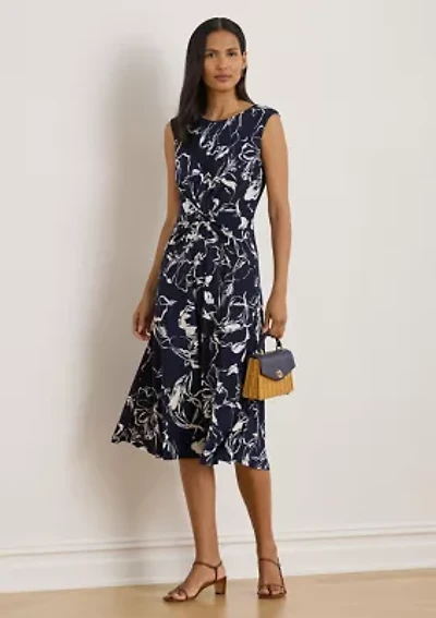 Floral Twist-Front Jersey Dress