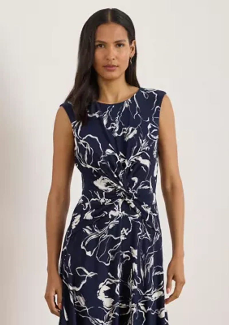 Floral Twist-Front Jersey Dress