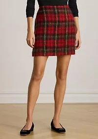 Women's Plaid Mohair Pencil Miniskirt