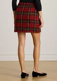 Women's Plaid Mohair Pencil Miniskirt