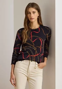 Women's Belting-Print Cotton-Blend Sweater
