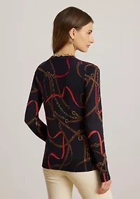 Women's Belting-Print Cotton-Blend Sweater