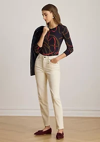 Women's Belting-Print Cotton-Blend Sweater