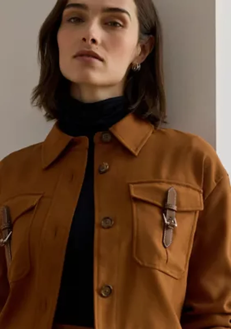 Women's Buckle-Trim Serge Cropped Jacket