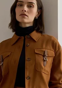 Women's Buckle-Trim Serge Cropped Jacket