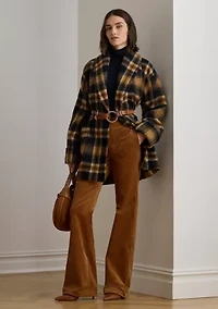 Women's Plaid Wool-Blend Shawl-Collar Wrap Coat