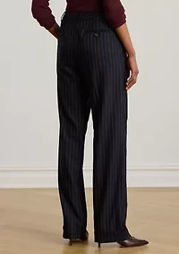 Women's Striped Pleated Wool-Blend Twill Pants