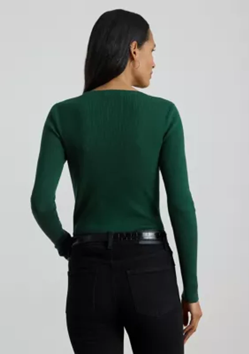 Women's Rib-Knit Cotton-Blend Crewneck Sweater