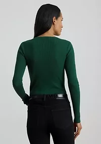 Women's Rib-Knit Cotton-Blend Crewneck Sweater