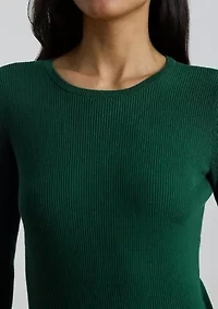 Women's Rib-Knit Cotton-Blend Crewneck Sweater