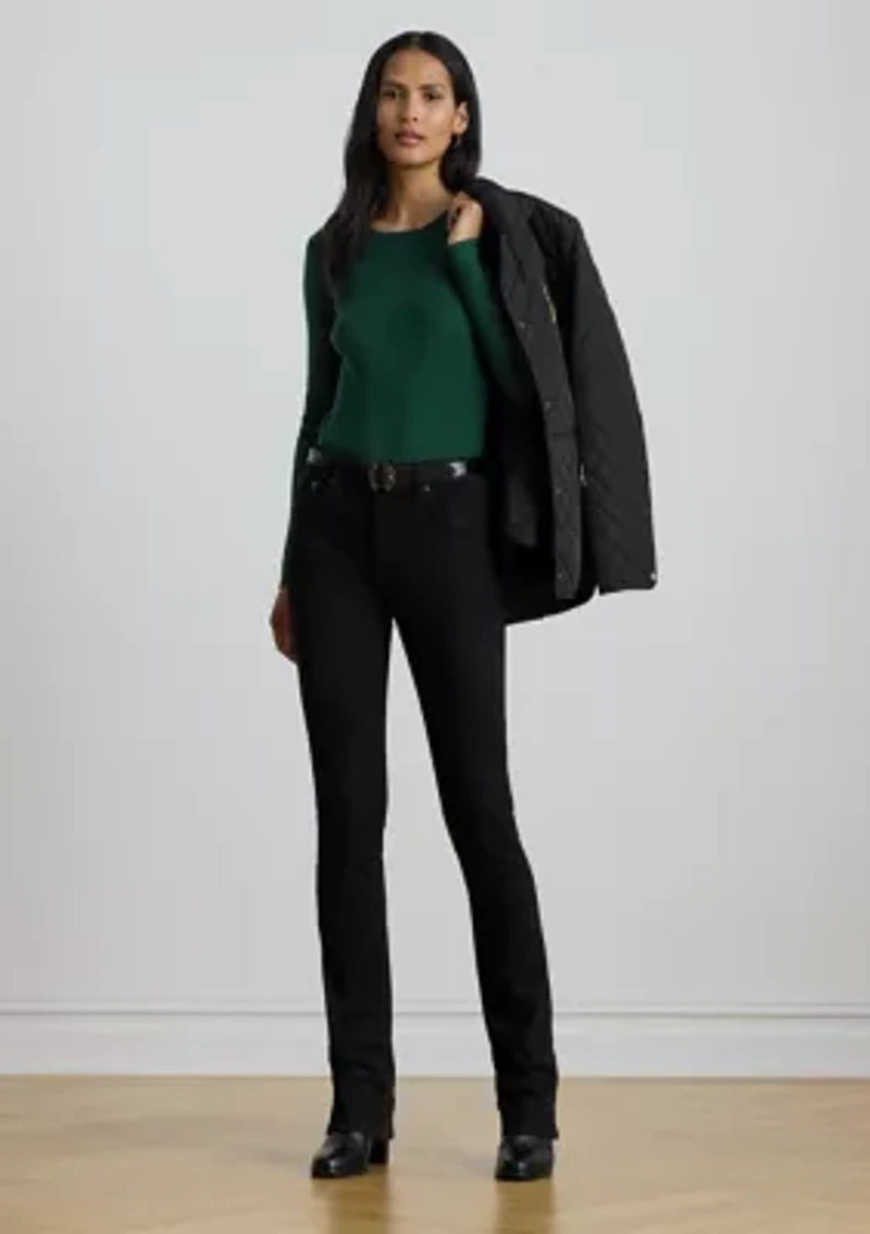 Women's Rib-Knit Cotton-Blend Crewneck Sweater
