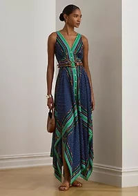 Belting & Polka-Dot Georgette Dress